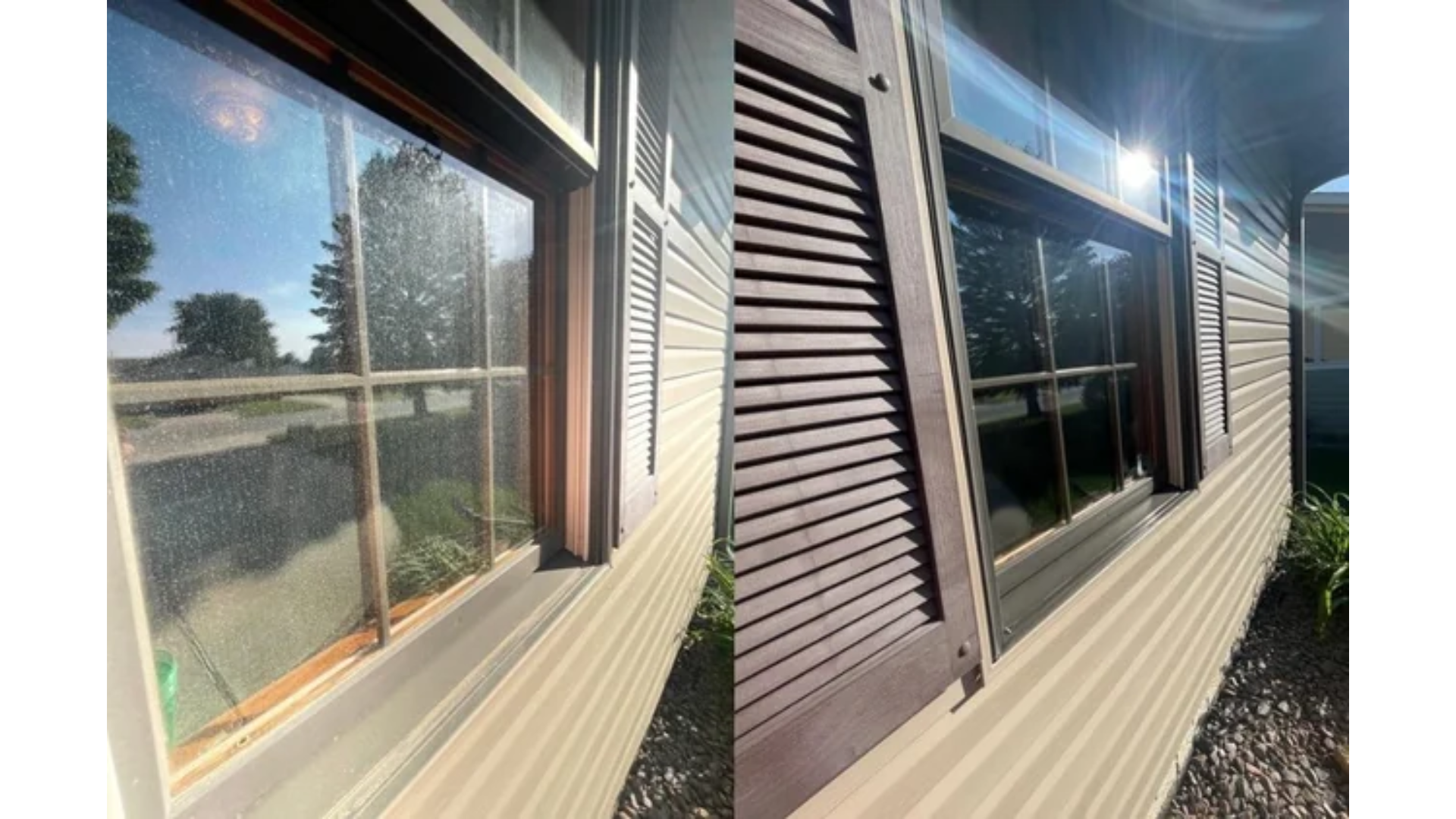 Crystal clear windows and spotless clean siding after professional cleaning by Shimmer Shine Property Detailing Orange County